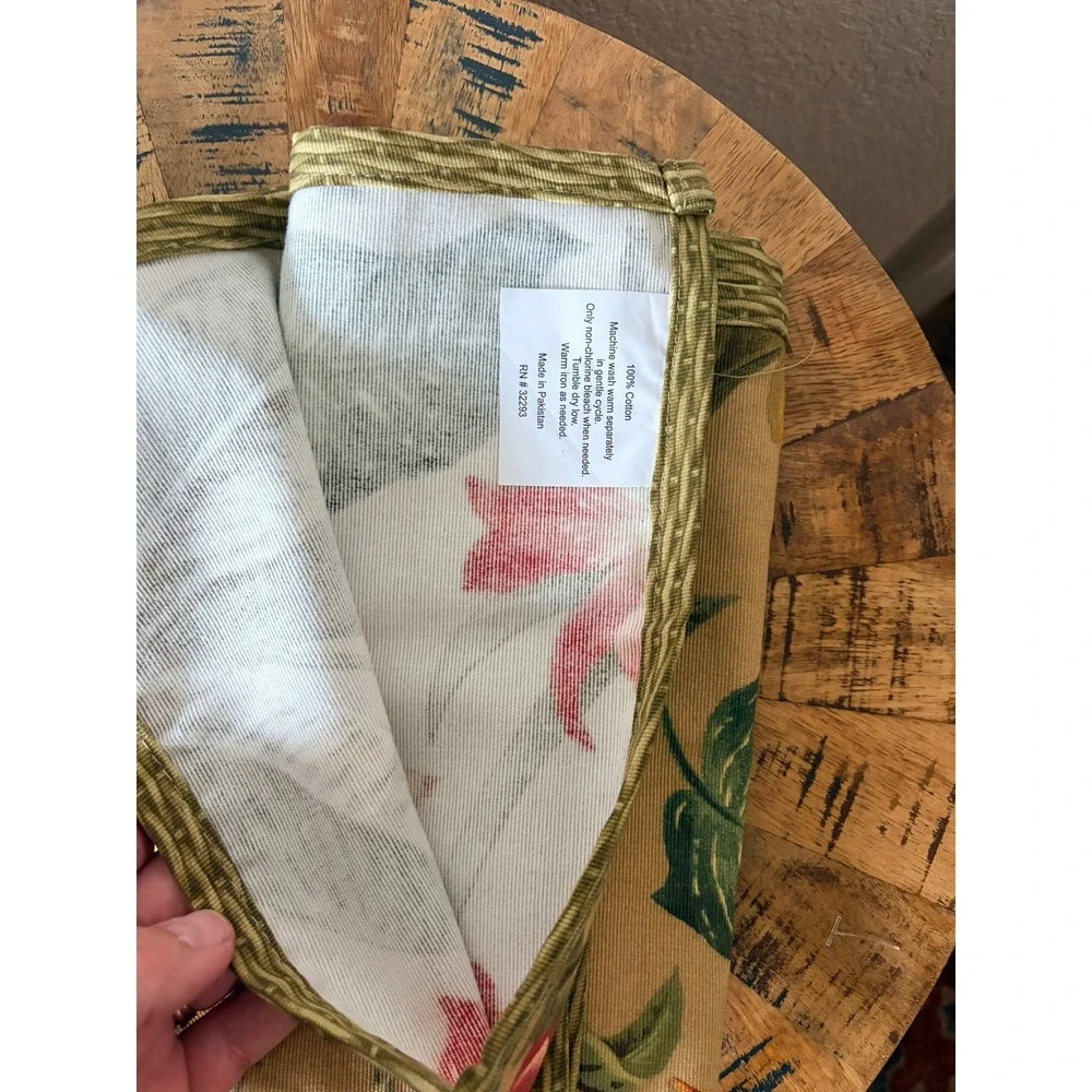 Set‎ of 3 Tropical Floral Cotton Napkins Hibiscus Palm Leaf Botanical RN 32293